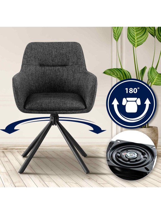 Tkanina na stoličku Tipton, tmavosivá