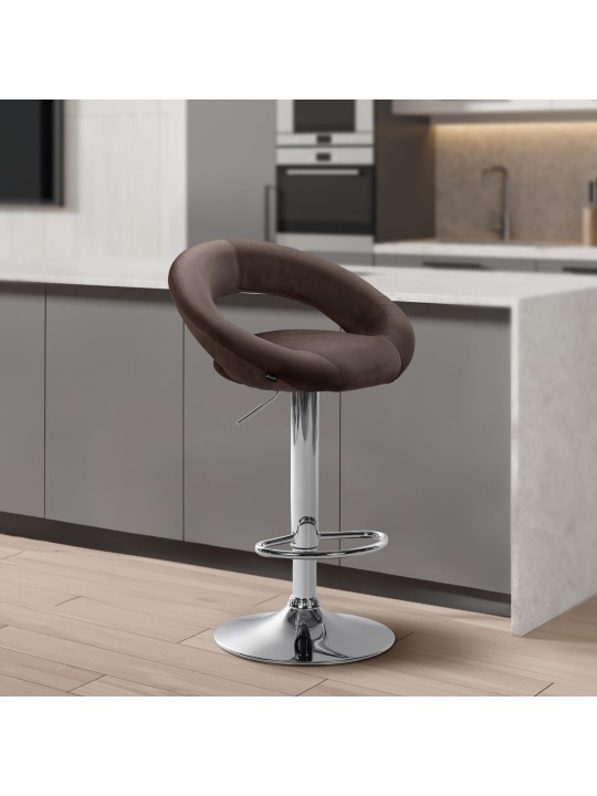 Barová stolička Olinda velvet chrome, hnedá