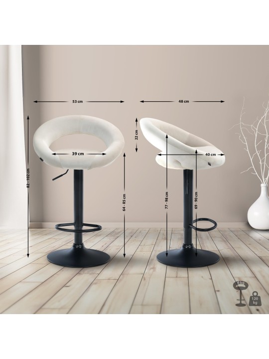 Barová stolička Olinda velvet, krémová