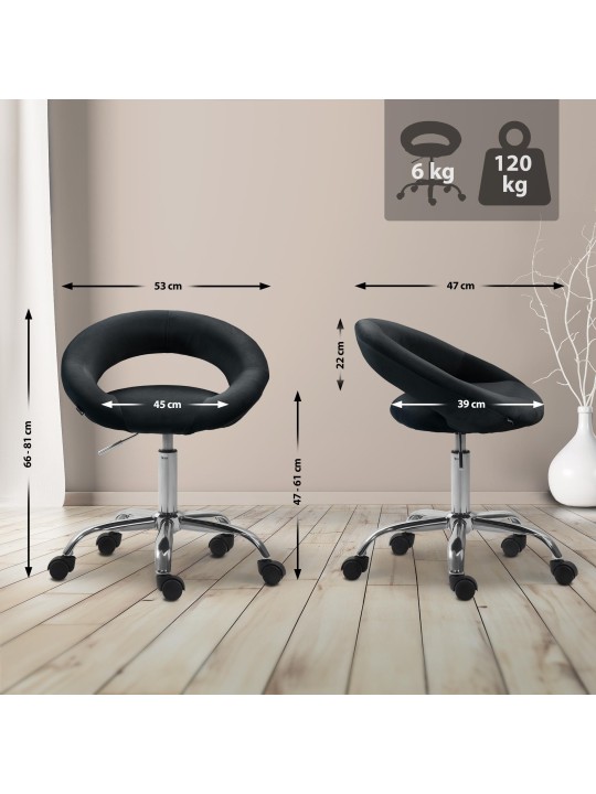 Pracovná stolička Olinda velvet, čierna