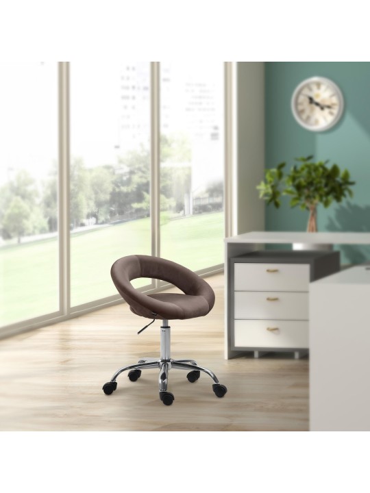 Pracovná stolička Olinda velvet, hnedá