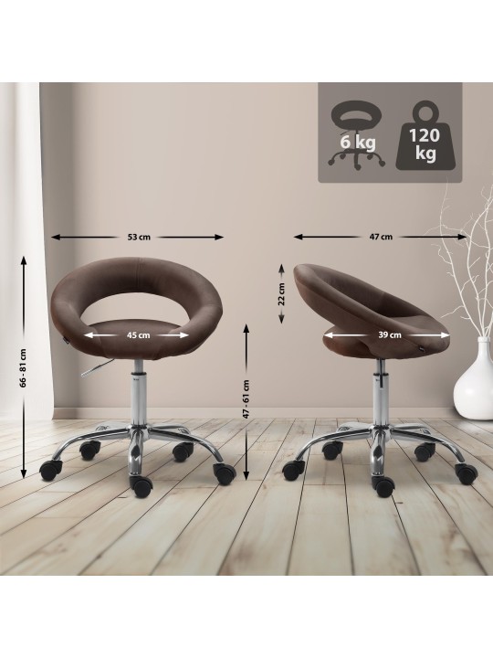 Pracovná stolička Olinda velvet, hnedá
