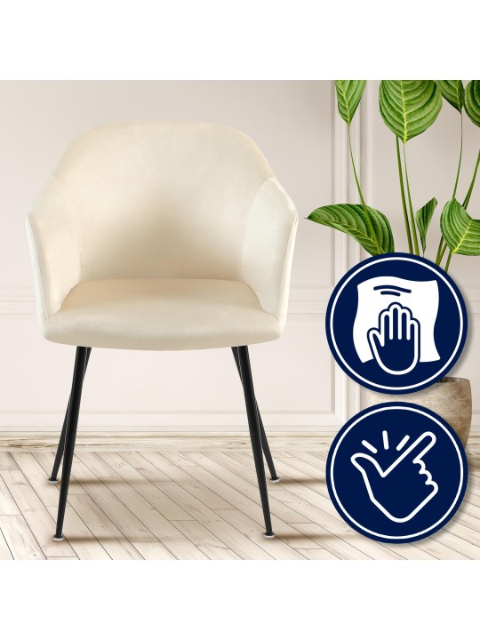 Jaysie zamatová jedálenská stolička, krémová