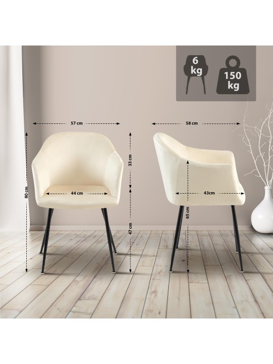 Jaysie zamatová jedálenská stolička, krémová