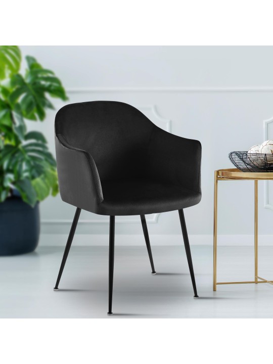 Jaysie zamatová jedálenská stolička, čierna Jaysie zamatová jedálenská stolička, čierna