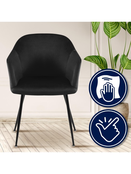 Jaysie zamatová jedálenská stolička, čierna Jaysie zamatová jedálenská stolička, čierna