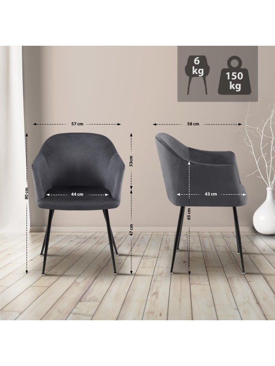 Jaysie zamatová jedálenská stolička, tmavosivá