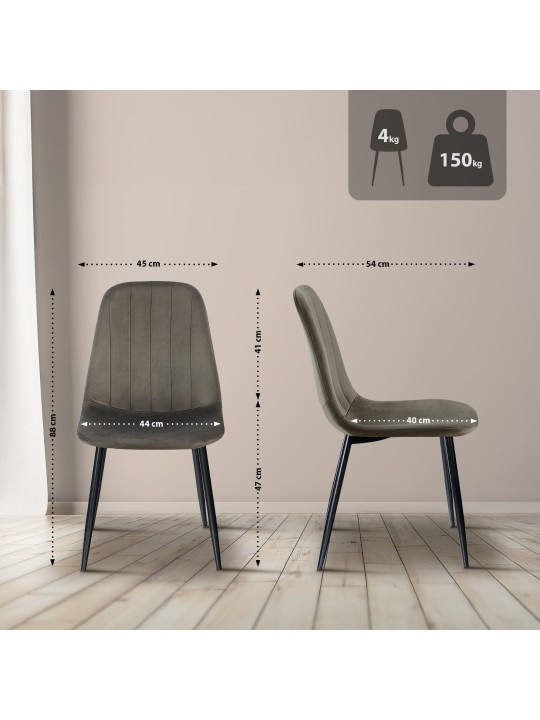 Zamatová jedálenská stolička Baxter, antracitová
