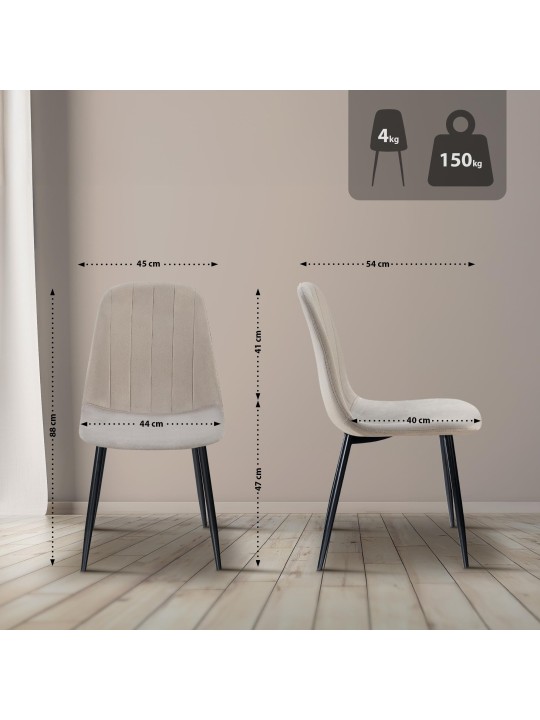 Sada 4 ks jedálenských stoličiek Baxter velvet, sivá