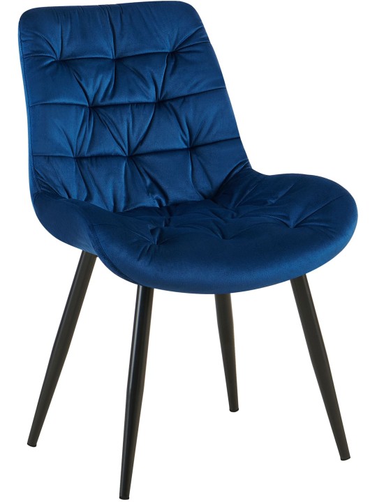Zamatová jedálenská stolička Rossford, tmavomodrá