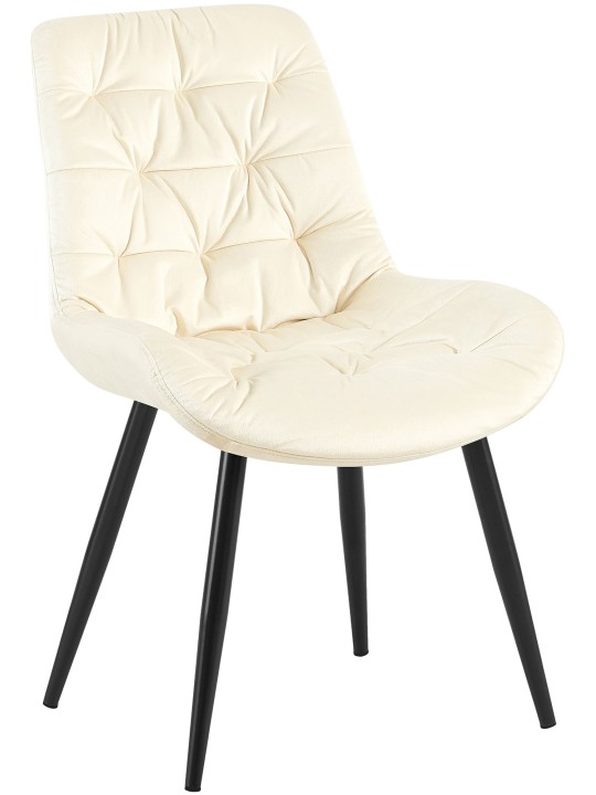 Zamatová jedálenská stolička Rossford, krémová