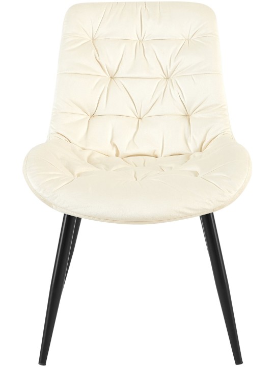 Zamatová jedálenská stolička Rossford, krémová