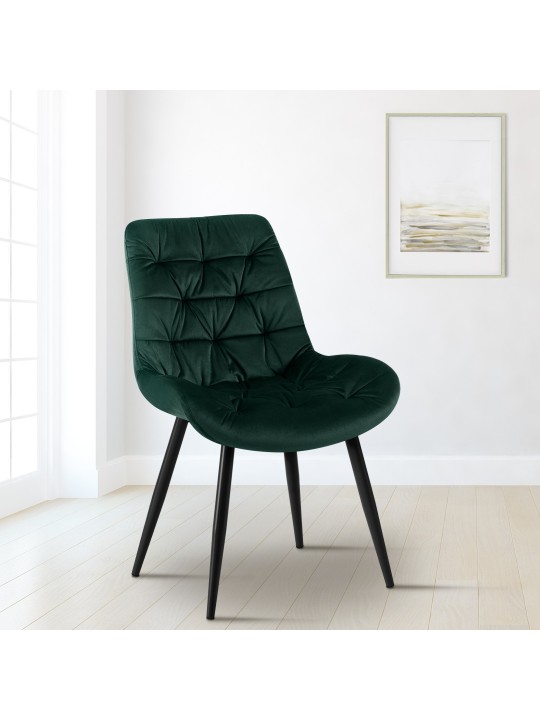 Zamatová jedálenská stolička Rossford, zelená