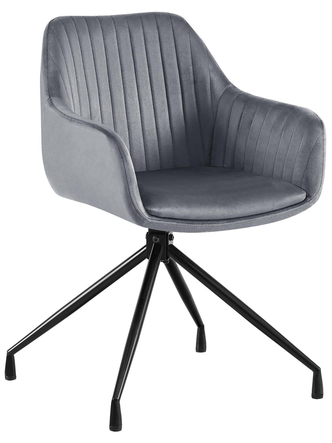 Zamatová jedálenská stolička Welby, tmavosivá