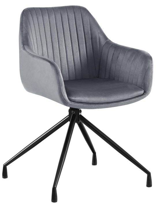 Zamatová jedálenská stolička Welby, tmavosivá