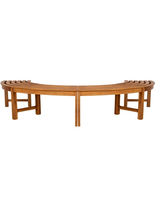 Lavička na strom Pánska 250 cm polkruhová BEZ opierky, teak