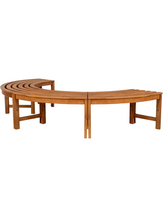 Lavička na strom Pánska 250 cm polkruhová BEZ opierky, teak
