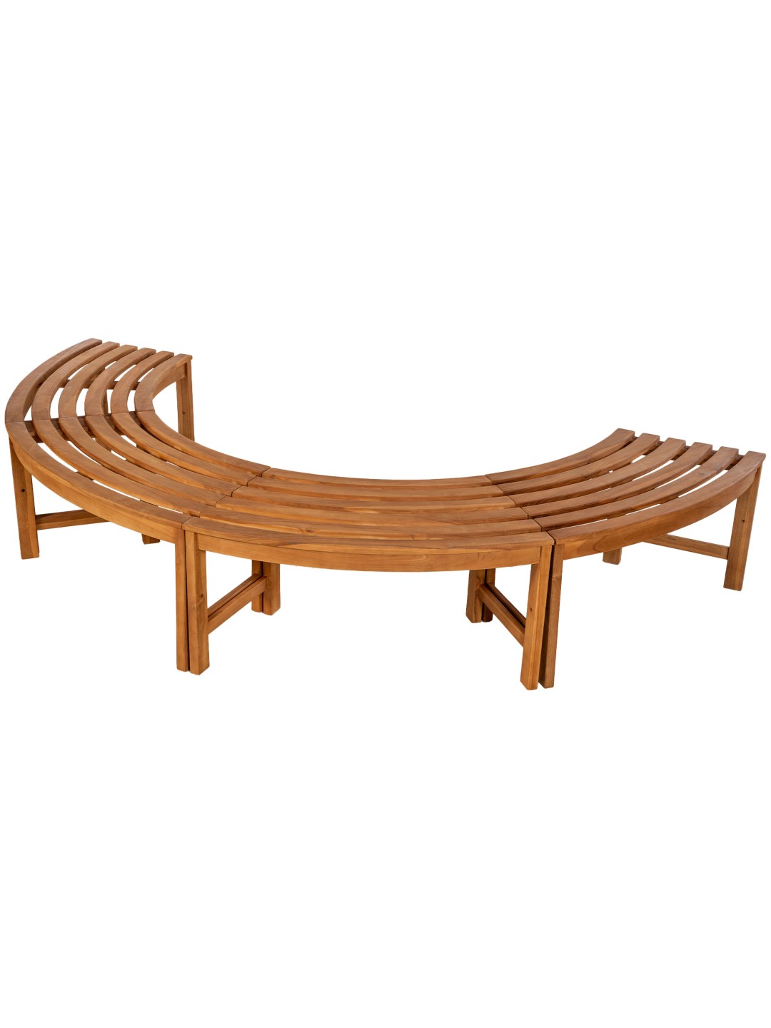 Lavička na strom Pánska 250 cm polkruhová BEZ opierky, teak