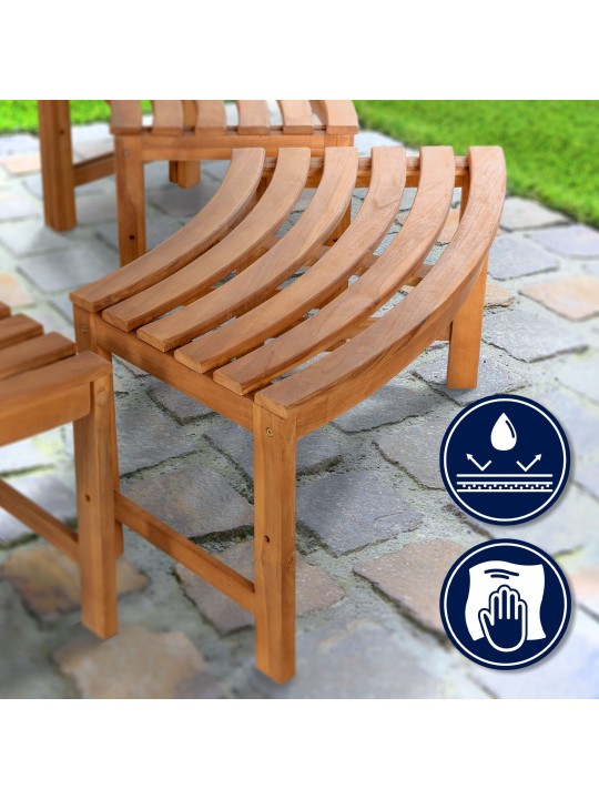 Lavička na strom Pánska 250 cm polkruhová BEZ opierky, teak