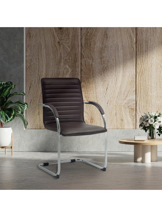 Sada 2 návštevníckych stoličiek Tira z umelej kože, hnedá