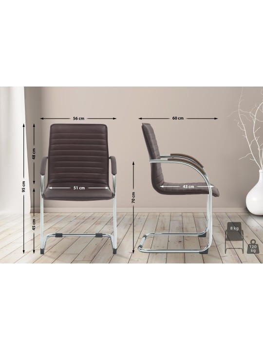 Sada 2 návštevníckych stoličiek Tira z umelej kože, hnedá