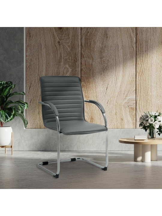 Sada 2 návštevníckych stoličiek Tira z umelej kože, sivá