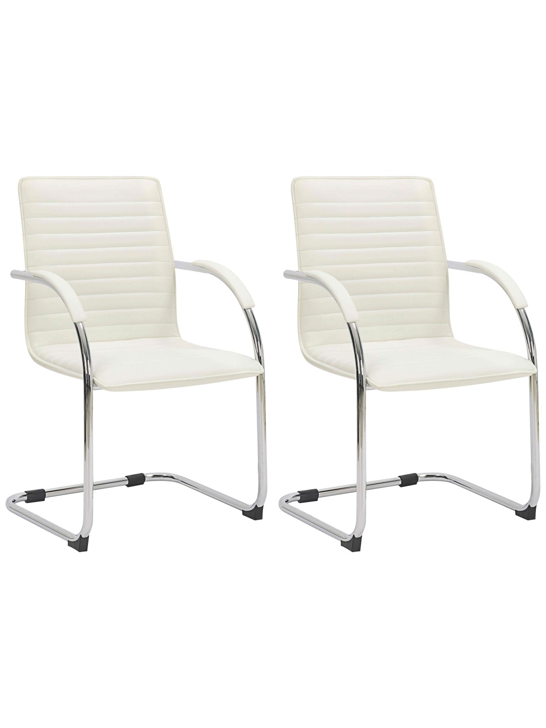 Sada 2 návštevníckych stoličiek Tira z umelej kože, krémová