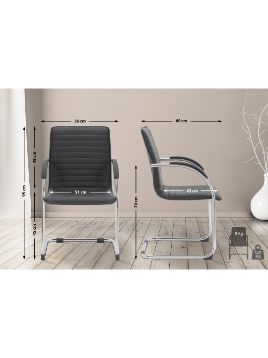 Sada 2 návštevníckych stoličiek Tira z umelej kože, čierna