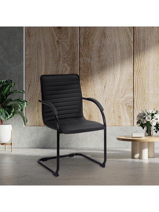 Sada 2 návštevníckych stoličiek Tira z umelej kože, čierna/čierna