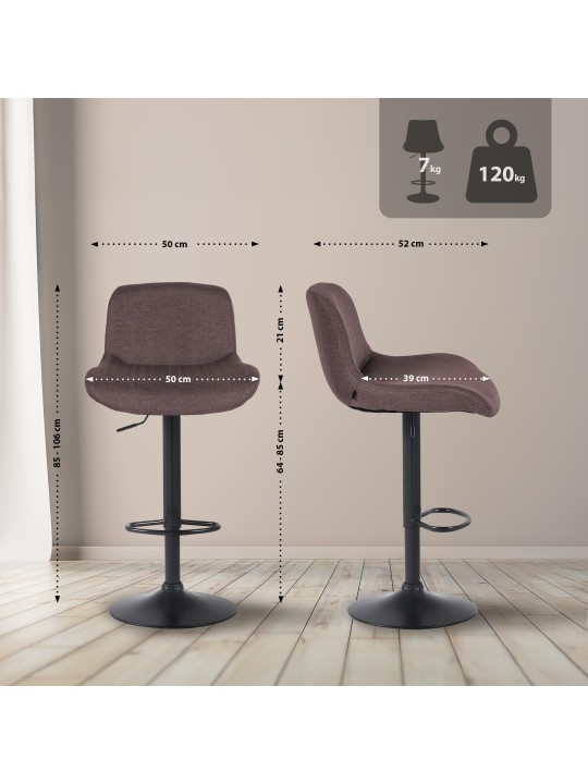 Barová stolička Solon látka, tmavohnedá
