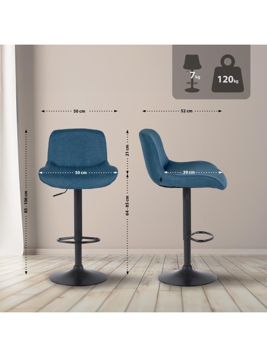 Barová stolička Solon látka, modrá