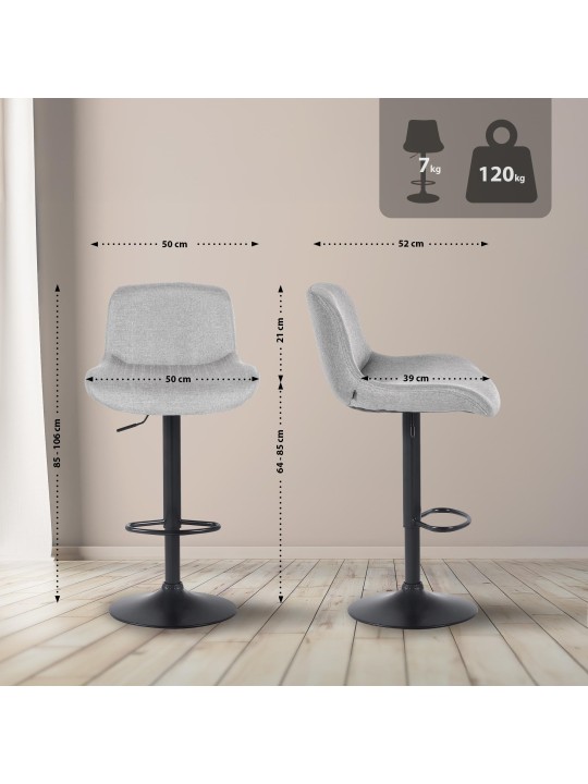 Barová stolička Solon látka, svetlosivá