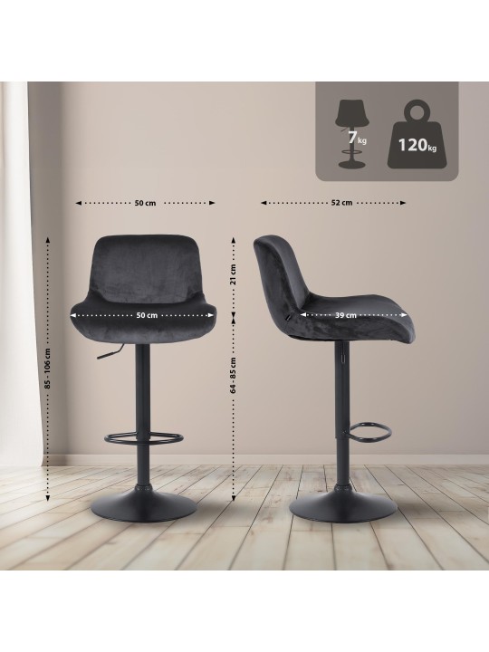 Barová stolička Solon velvet, čierna