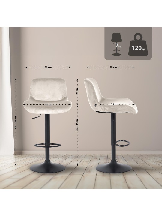 Barová stolička Solon velvet, krémová