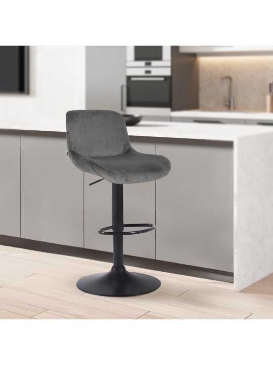 Barová stolička Solon velvet, tmavosivá