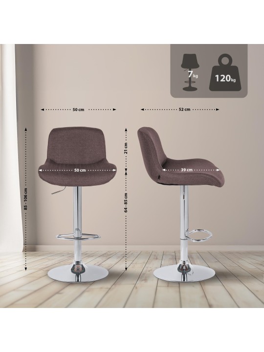 Barová stolička Solon chrómová látka, tmavohnedá