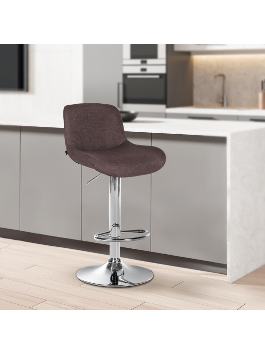 Barová stolička Solon chrómová látka, tmavohnedá