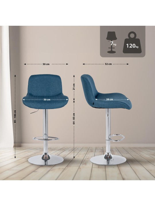 Barová stolička Solon chrómová látka, modrá
