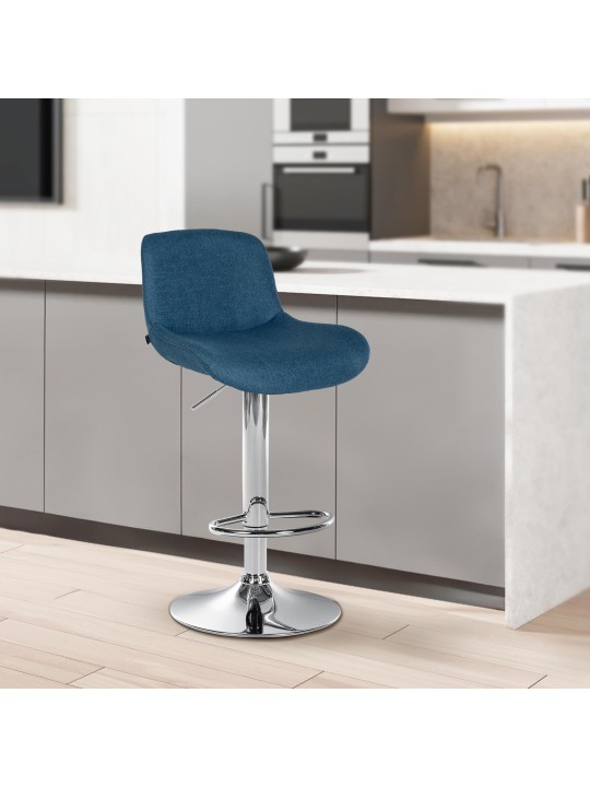 Barová stolička Solon chrómová látka, modrá