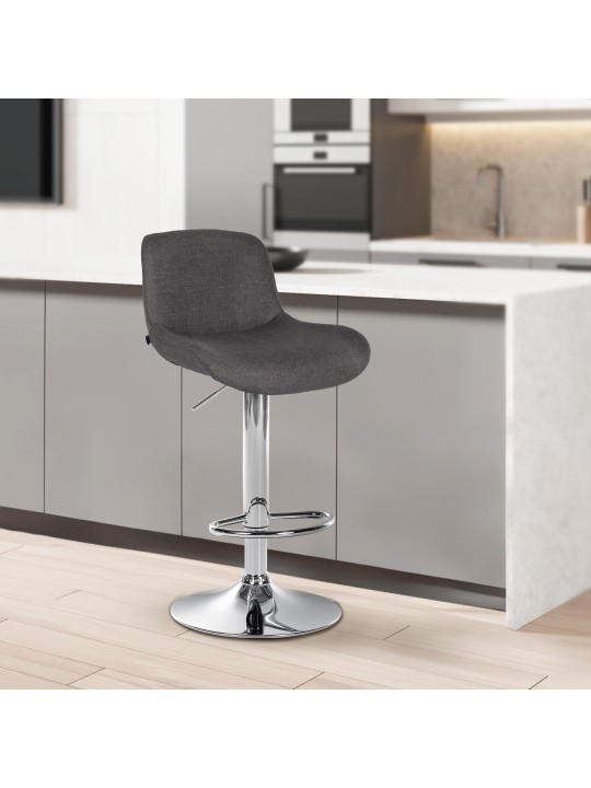 Barová stolička Solon chrómová látka, tmavosivá