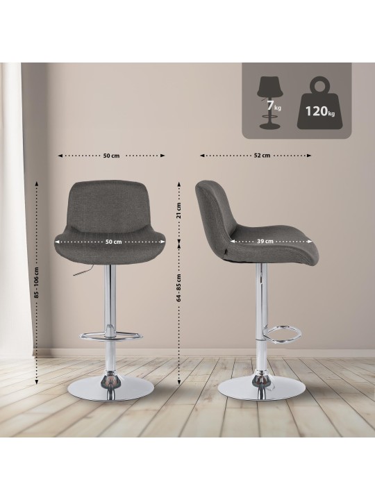 Barová stolička Solon chrómová látka, tmavosivá