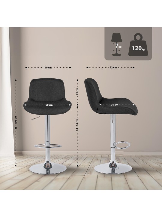 Barová stolička Solon chrómová látka, čierna