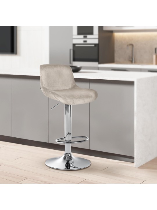 Barová stolička Solon chrómový zamat, krémová