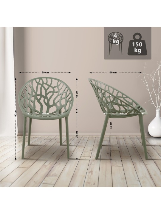 Sada 4 stoličiek Hope, olivová