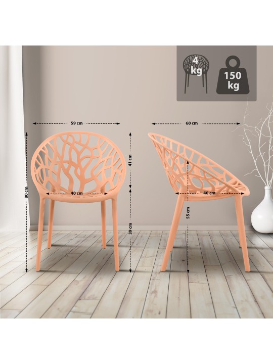 Sada 4 stoličiek Hope, broskyňová