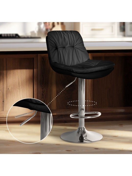 Barová stolička Laurel umelá koža chróm, čierna
