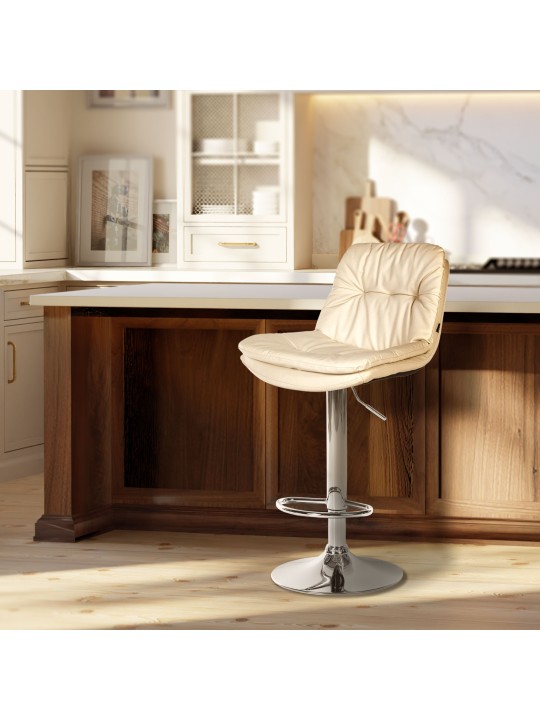 Barová stolička Laurel umelá koža chróm, krémová
