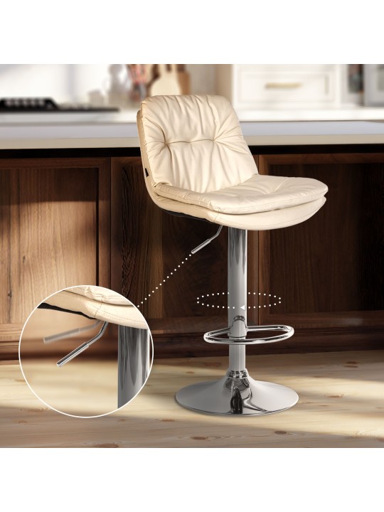 Barová stolička Laurel umelá koža chróm, krémová