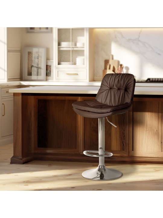 Barová stolička Laurel umelá koža chróm, hnedá