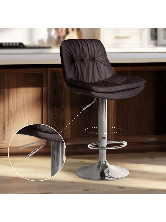 Barová stolička Laurel umelá koža chróm, hnedá